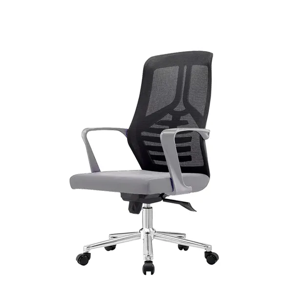 Black_Nylon_Frame_Mesh_Back_Fabric_Seat_Chrome_Base_High-Back_Chair_With_Headrest