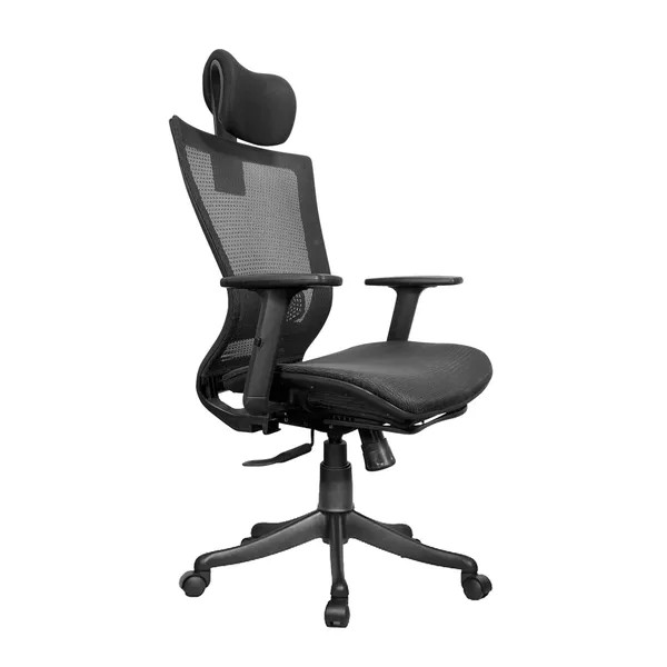 Black_Nylon_Frame_Mesh_Back_Fabric_Seat_Chrome_Base_High-Back_Chair_With_Headrest