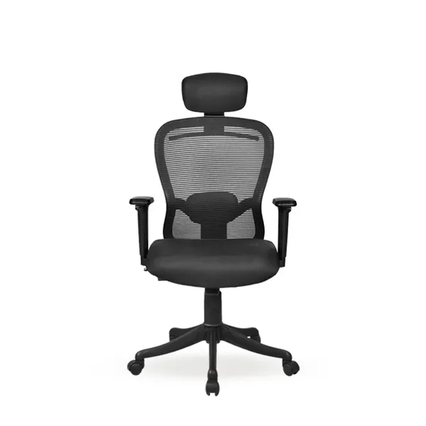 Black_Nylon_Frame_Mesh_Back_Fabric_Seat_Chrome_Base_High-Back_Chair_With_Headrest