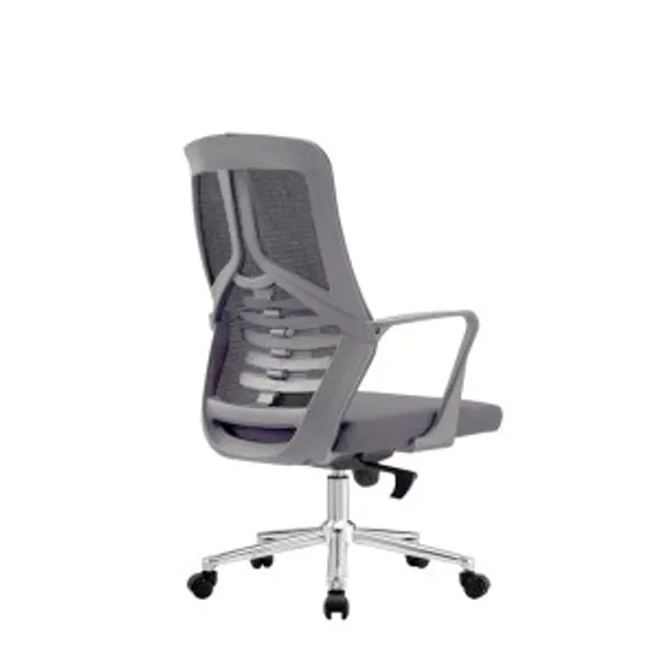 Grey_Nylon_Frame_Mesh_Back_Fabric_Seat_Chrome_Base_High-Back_Chair_With_Headrest
