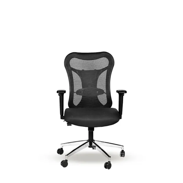 Black_Nylon_Frame_Mesh_Back_Fabric_Seat_Chrome_Base_High-Back_Chair_With_Headrest