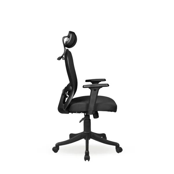 Black_Nylon_Frame_Mesh_Back_Fabric_Seat_Chrome_Base_High-Back_Chair_With_Headrest