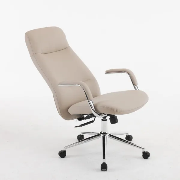 Beige_Pu_Leather_Metal_Frame_High_Density_Foam_Upholstered_Executive_Chair