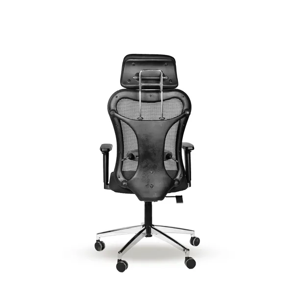 Black_Nylon_Frame_Mesh_Back_Fabric_Seat_Chrome_Base_High-Back_Chair_With_Headrest