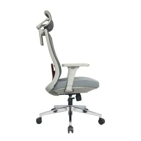 Grey_Nylon_Frame_Mesh_Back_Fabric_Seat_Chrome_Base_High-Back_Chair_With_Headrest