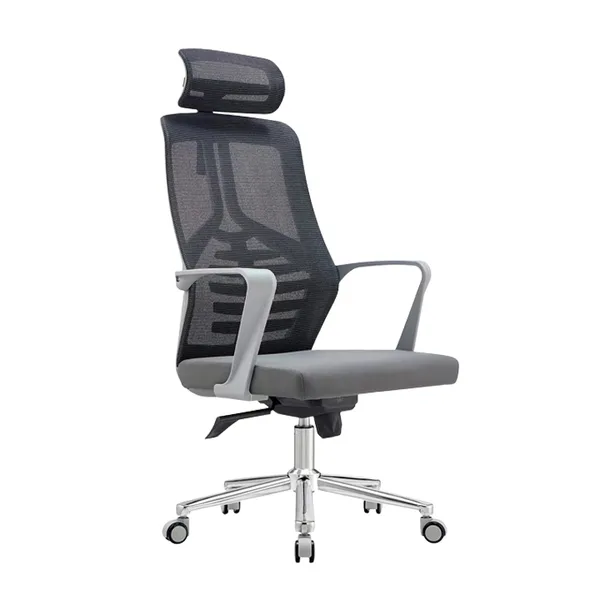 Black_Nylon_Frame_Mesh_Back_Fabric_Seat_Chrome_Base_High-Back_Chair_With_Headrest