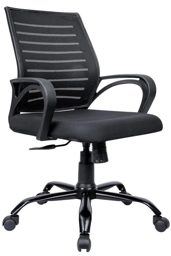 Black_Nylon_Frame_Mesh_Back_Fabric_Seat_Chrome_Base_Mid-Back_Office_Chair