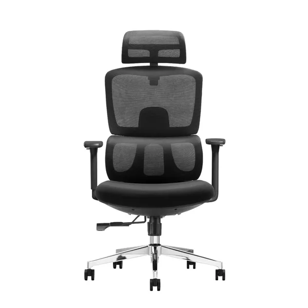 Black_Nylon_Frame_Mesh_Back_Fabric_Seat_Chrome_Base_High-Back_Chair_With_Headrest