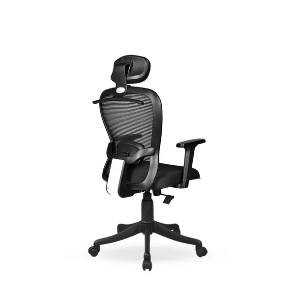 Black_Nylon_Frame_Mesh_Back_Fabric_Seat_Chrome_Base_High-Back_Chair_With_Headrest