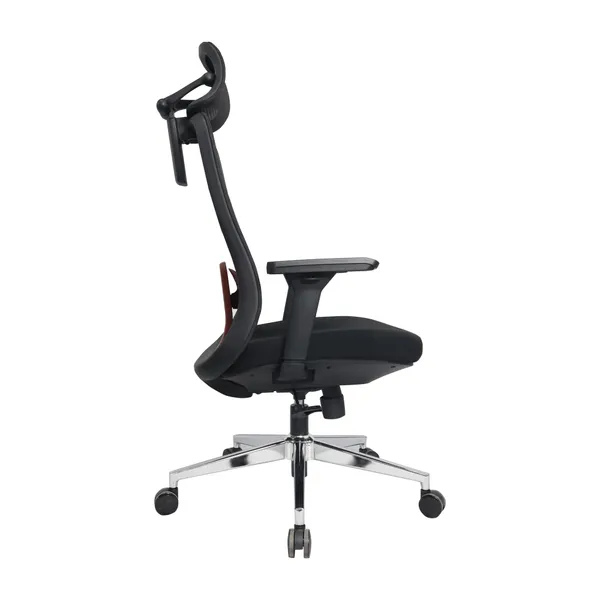Black_Nylon_Frame_Mesh_Back_Fabric_Seat_Chrome_Base_High-Back_Chair_With_Headrest