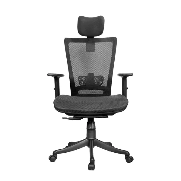 Black_Nylon_Frame_Mesh_Back_Fabric_Seat_Chrome_Base_High-Back_Chair_With_Headrest