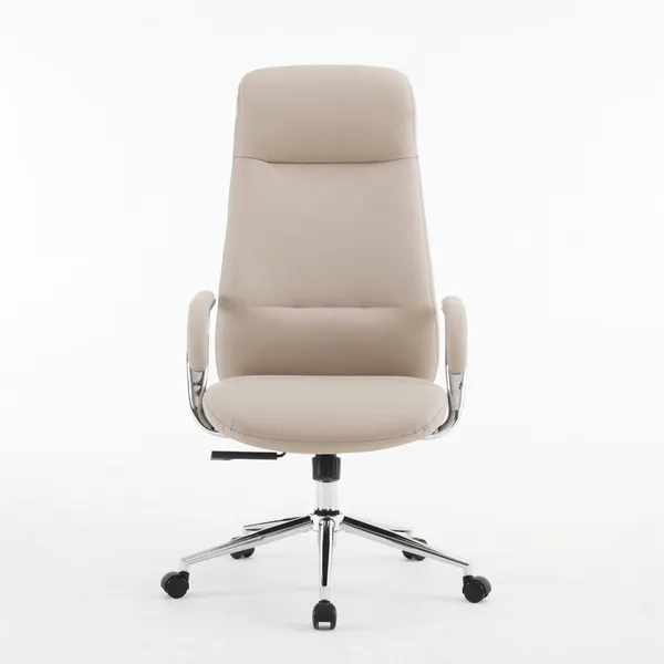 Beige_Pu_Leather_Metal_Frame_High_Density_Foam_Upholstered_Executive_Chair