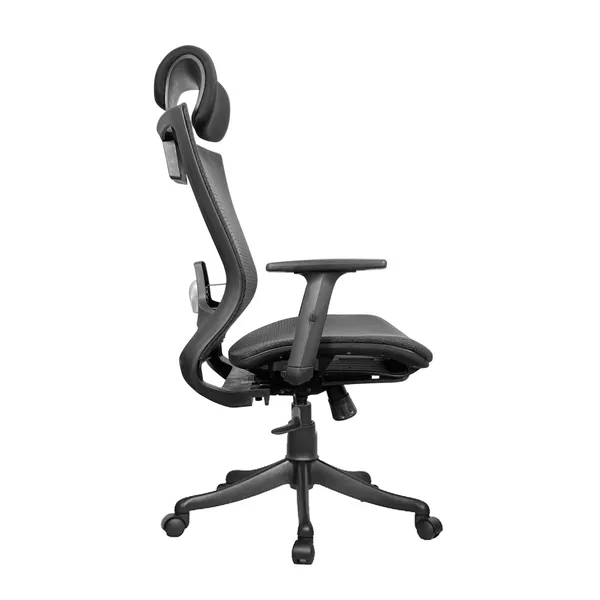 Black_Nylon_Frame_Mesh_Back_Fabric_Seat_Chrome_Base_High-Back_Chair_With_Headrest