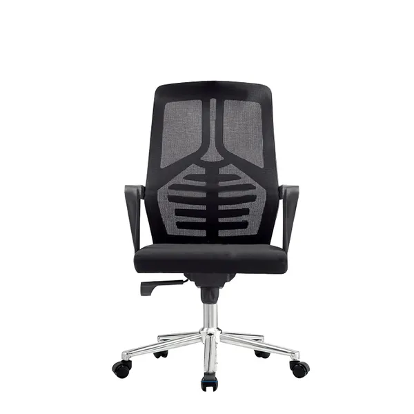 Black_Nylon_Frame_Mesh_Back_Fabric_Seat_Chrome_Base_High-Back_Chair_With_Headrest