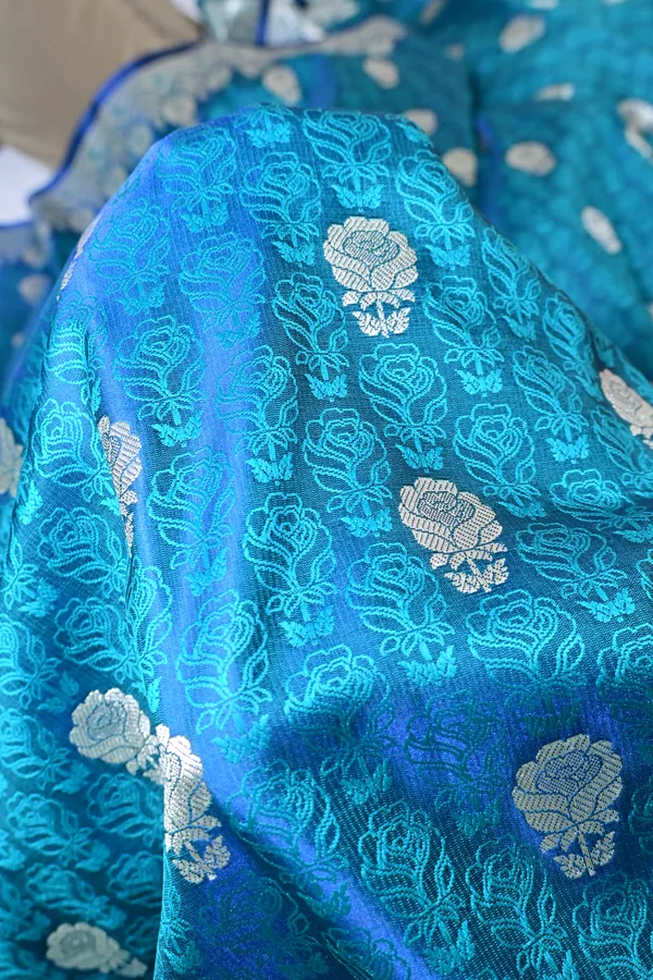 Premium_Firozi_Katan_Banarasi_Silk_Saree_With_Silver_Zari_Floral_Buta_Traditional_Wedding_Festive_Wear