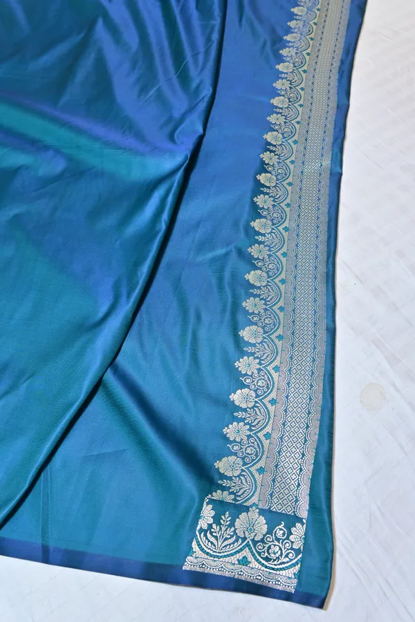 Premium_Firozi_Katan_Banarasi_Silk_Saree_With_Silver_Zari_Floral_Buta_Traditional_Wedding_Festive_Wear