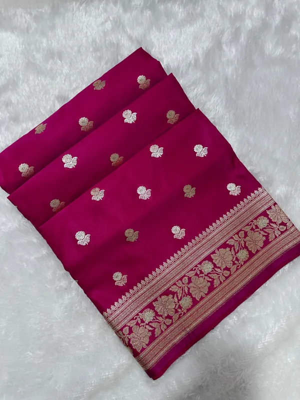 Premium_Rani_Pink_Banarasi_Silk_Saree_With_Rich_Gold_Silver_Double_Zari_Weaving