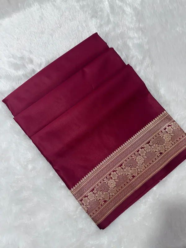 Luxury_Burgundy_Plain_Silk_Saree_With_Rich_Banarasi_Border