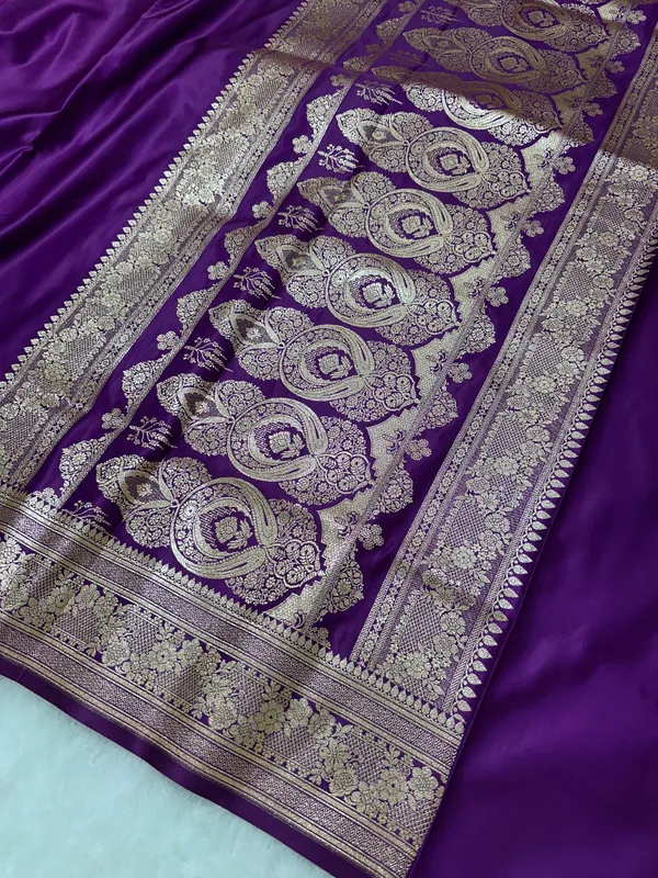 Luxury_Violet_Plain_Silk_Saree_With_Rich_Banarasi_Border