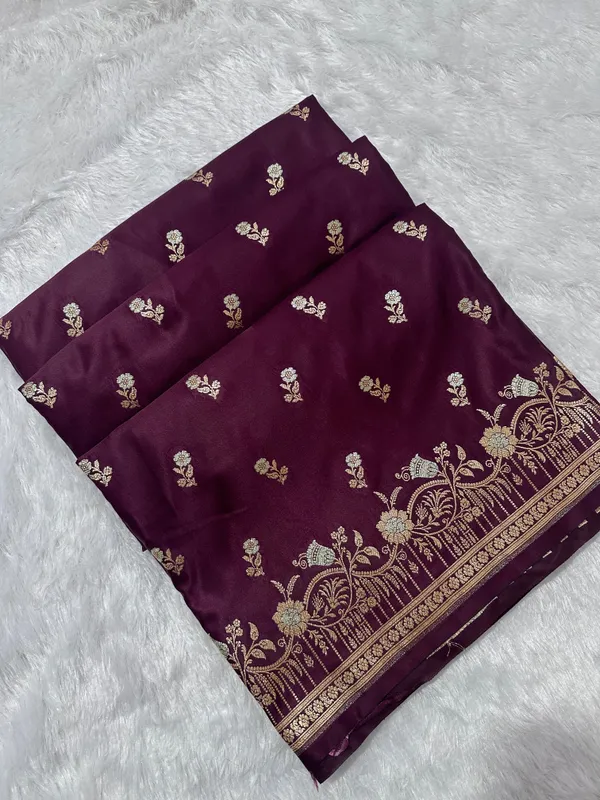 Premium_Deep_Wine_Banarasi_Silk_Saree_With_Elegant_Double_Zari_Buti_Border_Nbsp