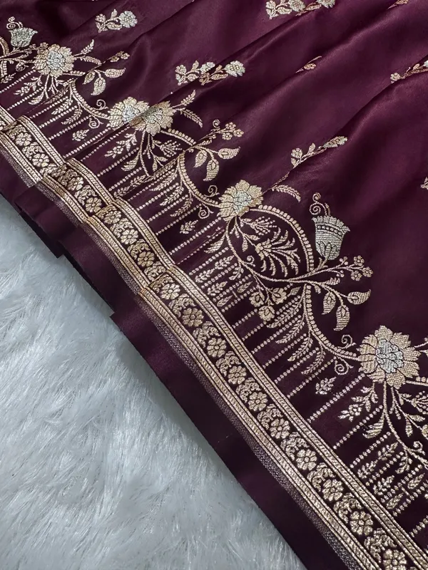 Premium_Deep_Wine_Banarasi_Silk_Saree_With_Elegant_Double_Zari_Buti_Border_Nbsp