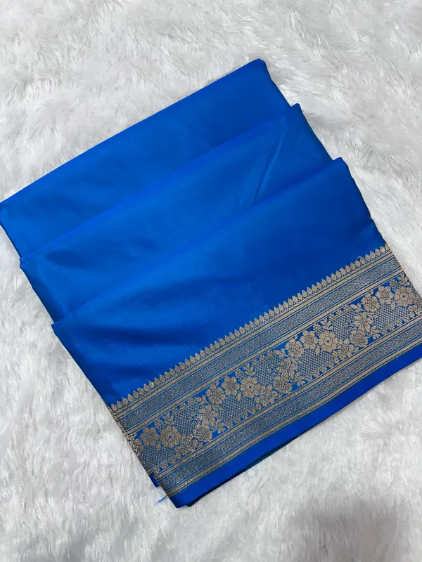 Luxury_Firozi_Plain_Silk_Saree_With_Rich_Banarasi_Border