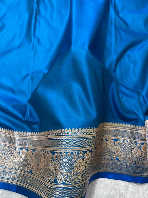 Luxury_Firozi_Plain_Silk_Saree_With_Rich_Banarasi_Border