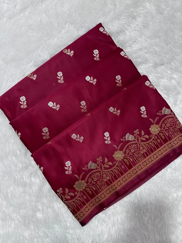 Premium_Maroon_Silk_Saree_With_Elegant_Double_Zari_Buti_Border