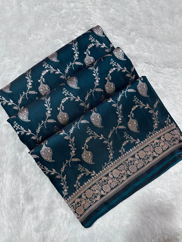 Royal_Teal_Blue_Colour_Banarasi_Silk_Saree