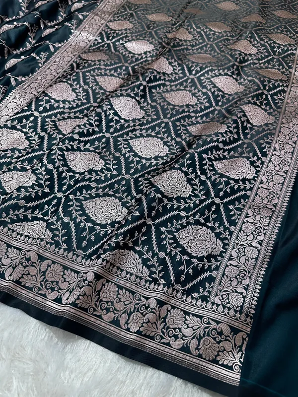 Royal_Teal_Blue_Colour_Banarasi_Silk_Saree