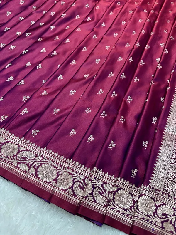 Premium_Deep_Magenta_Banarasi_Silk_Saree_With_Elegant_Double_Zari_Buti_Border_Nbsp