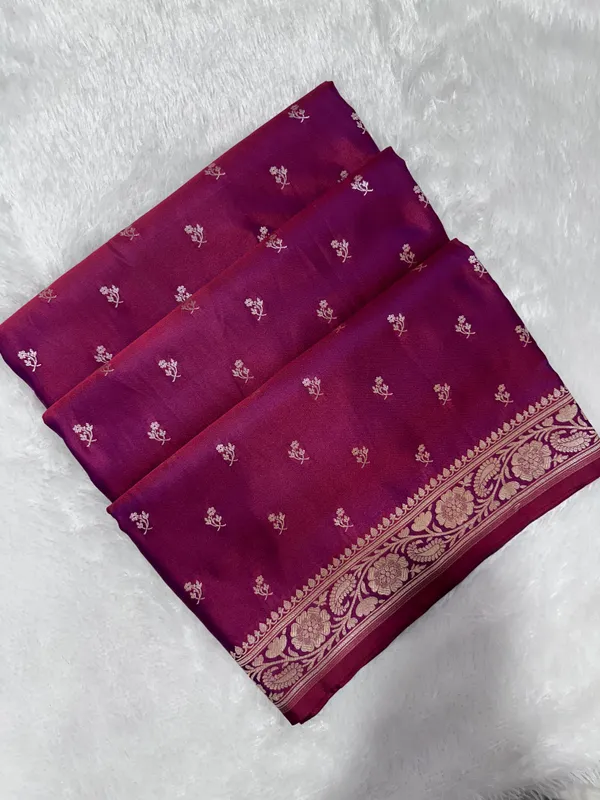 Premium_Deep_Magenta_Banarasi_Silk_Saree_With_Elegant_Double_Zari_Buti_Border_Nbsp