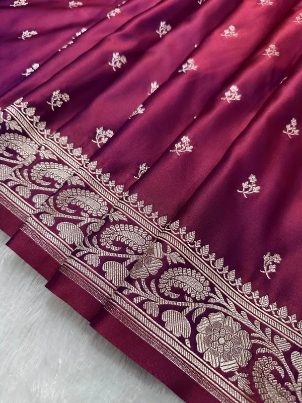 Premium_Deep_Magenta_Banarasi_Silk_Saree_With_Elegant_Double_Zari_Buti_Border_Nbsp