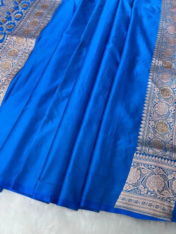 Royal_Blue_Pure_Katan_Silk_Banarasi_Saree_With_Intricate_Floral_Jaal_And_Traditional_Copper_Zari_Weaved_Border