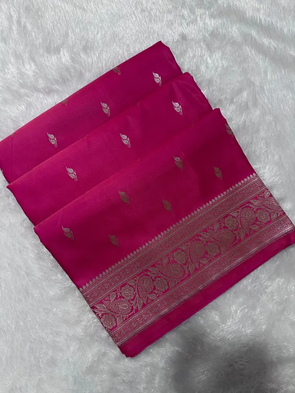 Rani_Pink_Katan_Silk_Banarasi_Saree_With_Traditional_Paisley_Border_And_Subtle_Copper_Zari_Micro_Butis_Copy