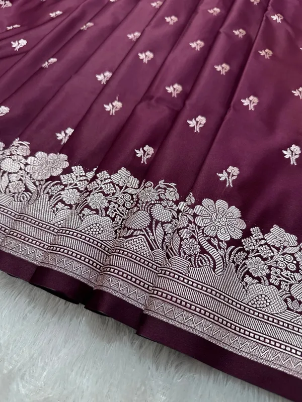 Deep_Wine_Katan_Silk_Banarasi_Saree_With_Fine_Antique_Copper_Zari_Arch_Bell_Jhallar_Border