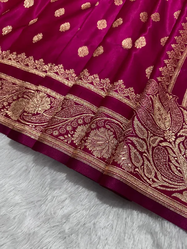 Rani_Pink_Satin_Silk_Banarasi_Saree_With_Royal_Meena_Floral_Border_And_Traditional_Diamond_Kalka_Butis