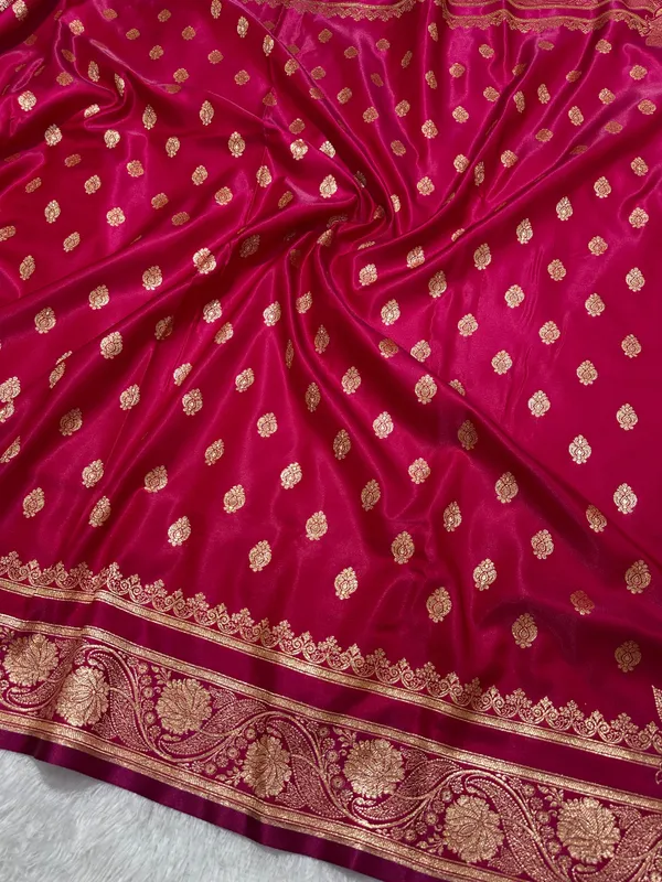 Rani_Pink_Satin_Silk_Banarasi_Saree_With_Royal_Meena_Floral_Border_And_Traditional_Diamond_Kalka_Butis