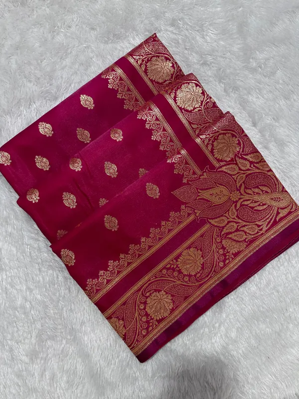 Rani_Pink_Satin_Silk_Banarasi_Saree_With_Royal_Meena_Floral_Border_And_Traditional_Diamond_Kalka_Butis