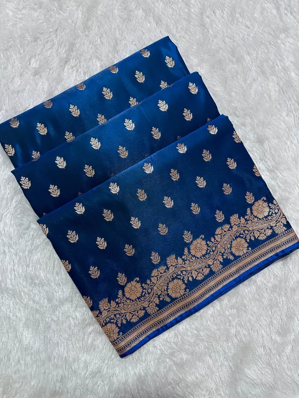Royal_Ink_Blue_Satin_Silk_Banarasi_Saree_With_Delicate_Floral_Arch_Border_And_Full_Bloomed_Rose_Butis