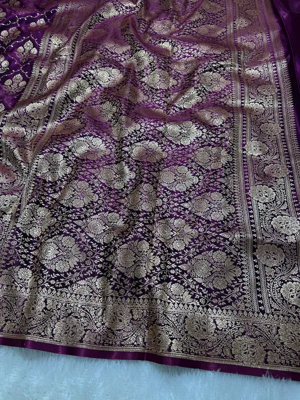 Royal_Deep_Purple_Satin_Silk_Banarasi_Saree_With_Ornate_Floral_Vine_Border_And_Full_Jaal_Body_Work