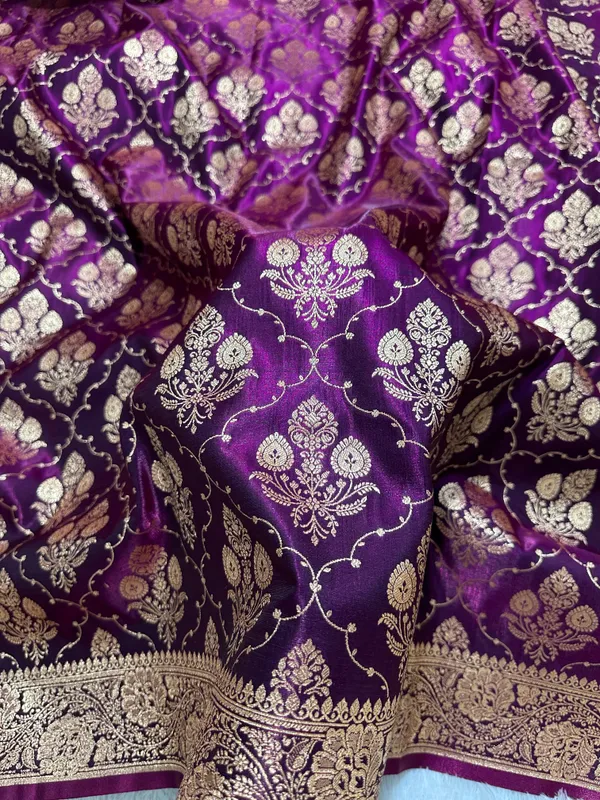 Royal_Deep_Purple_Satin_Silk_Banarasi_Saree_With_Ornate_Floral_Vine_Border_And_Full_Jaal_Body_Work