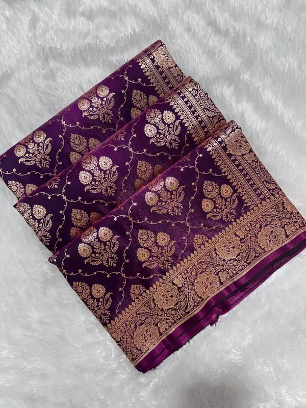 Royal_Deep_Purple_Satin_Silk_Banarasi_Saree_With_Ornate_Floral_Vine_Border_And_Full_Jaal_Body_Work