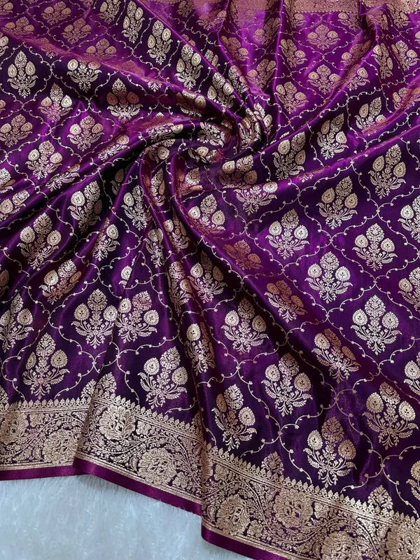 Royal_Deep_Purple_Satin_Silk_Banarasi_Saree_With_Ornate_Floral_Vine_Border_And_Full_Jaal_Body_Work
