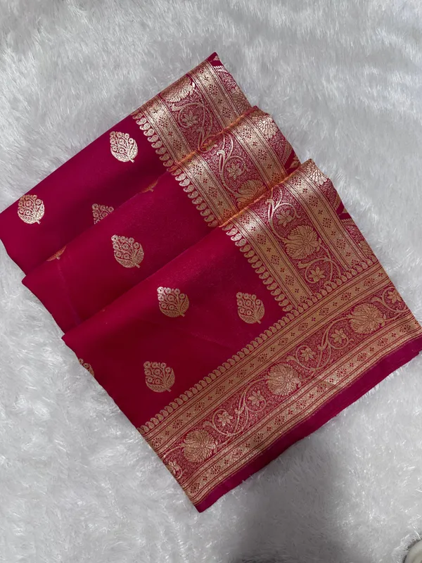 Rani_Pink_Satin_Silk_Banarasi_Saree_With_Royal_Meena_Floral_Border_And_Traditional_Diamond_Kalka_Butis
