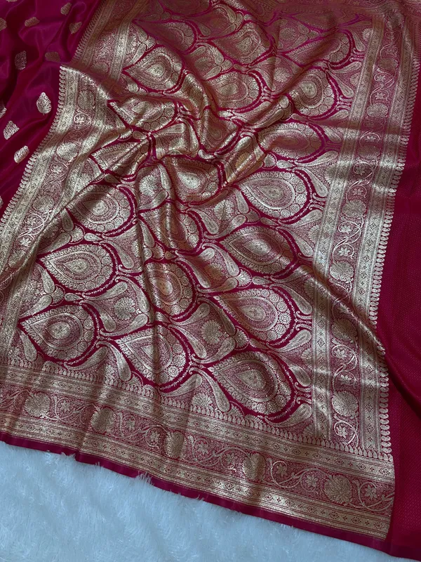 Rani_Pink_Satin_Silk_Banarasi_Saree_With_Royal_Meena_Floral_Border_And_Traditional_Diamond_Kalka_Butis