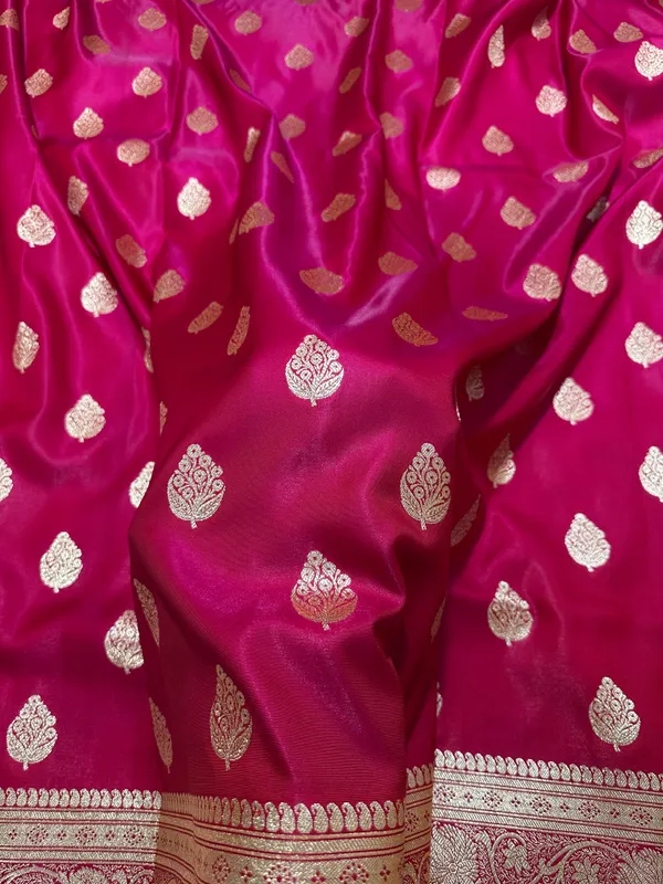 Rani_Pink_Satin_Silk_Banarasi_Saree_With_Royal_Meena_Floral_Border_And_Traditional_Diamond_Kalka_Butis