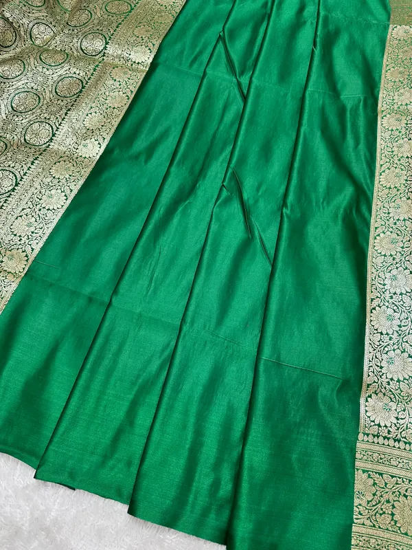 Royal_Wine_Plum_Katan_Silk_Banarasi_Saree_With_Contrasting_Green_Border_And_Full_Rose_Vine_Jaal_Work