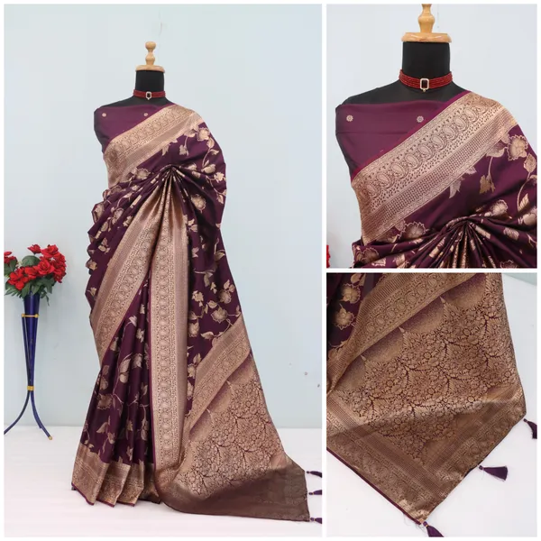 Purple_Banarasi_Silk_Saree_With_Golden_Zari_Work