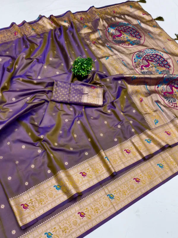Purple_Banarasi_Silk_Zari_Woven_Peacock_Motif_Saree_For_Women